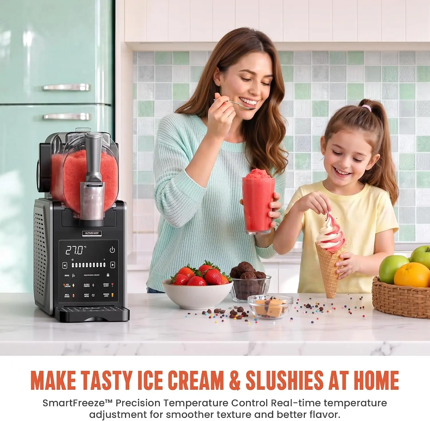 Slushie Machine & Ice Cream Maker, 85oz Larger Slushie Machine for Home with LED Display, 6 Preset Programs | Auto-Clean