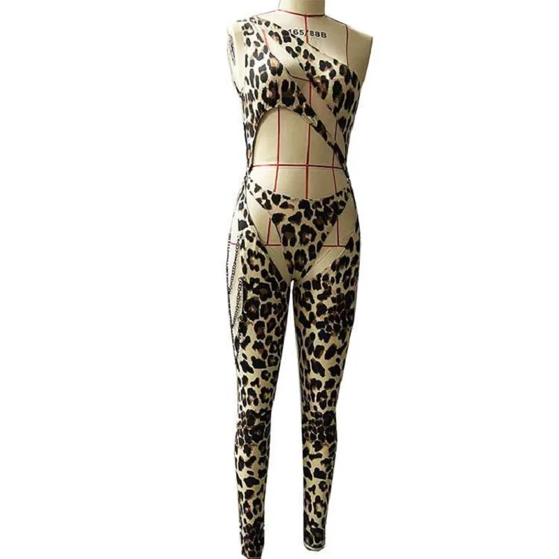 Wholesale Women\'s Sexy Hollow Out Cosplay Costumes Lady Stylish Erotic Leopard Lingerie Bodysuit Night Club Outfit