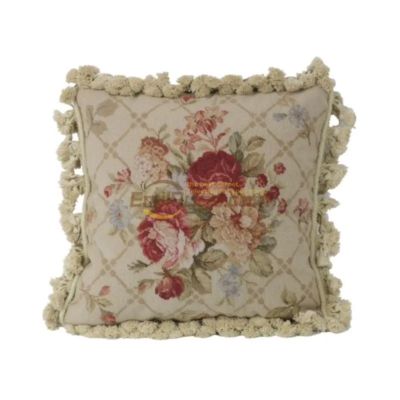 Leaves embroidery pillow Needlepoint  hand woven  handmade stitches cushions Renaissance neoclassicism handmade