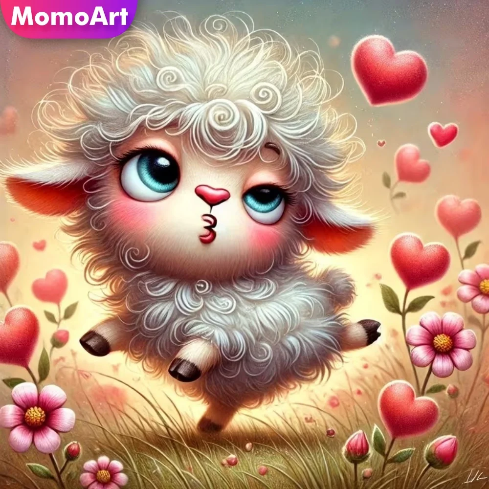 Momoart Full Square Round Diamond Embroidery Sheep Animal Pa