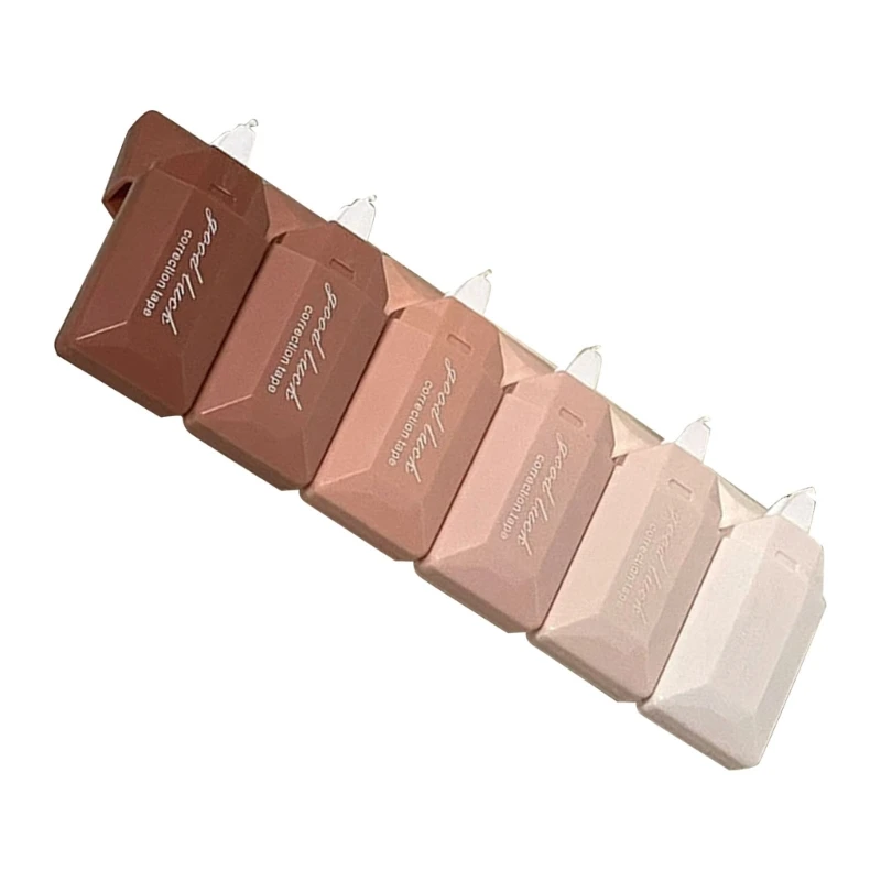 6 قطع من شريط تصحيح ذو سعة كبيرة، بكرات تصحيح متدرجة، شريط تصحيح أبيض للوازم المدرسية