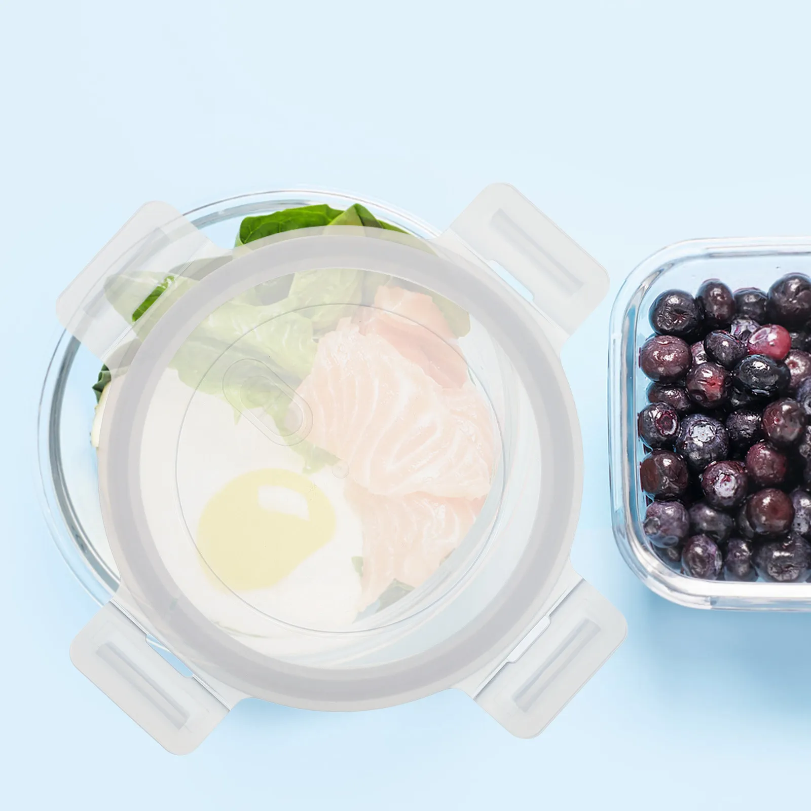 6 Inch Universal Snap Lock Round Container Lid Replacement for Glass Bowls Airtight Silicone Seal Leakproof Microwave Freezer