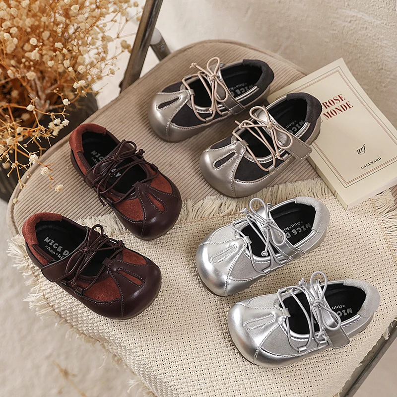 Girls Casual Leather Shoes Retro Style Baby First Walker Shoes Soft Sole Children Princess Dress Shoes Size 21-30