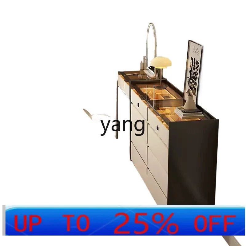 LMM modern simple bedside chest combination high-end master bedroom storage makeup table glass countertop