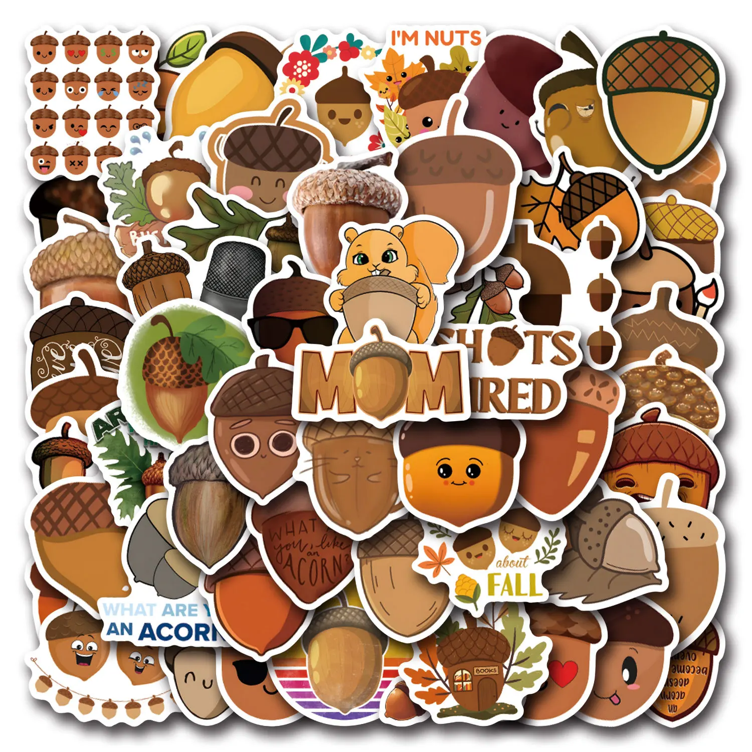 10/55PCS Acorn graffiti stickers Toy Funny Decal Scrapbook Guitar DIY Phone Water Bottle Skateboard Laptop Sticker Kids Gift