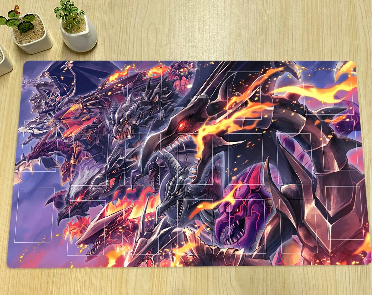 YuGiOh Red - Eyes Black Dragon TCG Mat CCG Duel Playmat Trading Card Game Mat Anime Rubber Mouse Pad Zones Free Bag 600x350x2mm