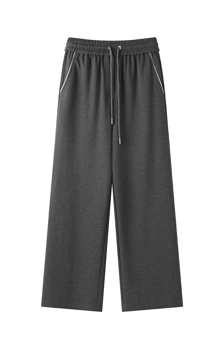 KW7523321 Women's Wide Leg Cotton Blend Pants Drawstring Elastic Waist Trousers with Side Pockets