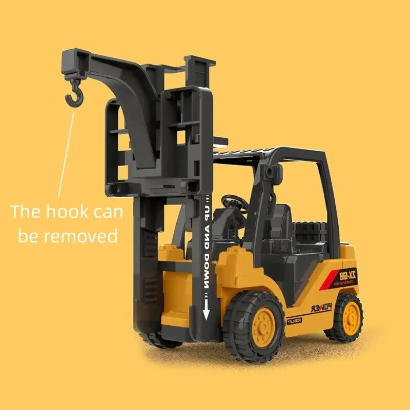 Forklift Liftable Truck Simulation Engineering Car Hook Vehicle Model Interactive Friction Diecast Pull Back Toy Birthday Gift