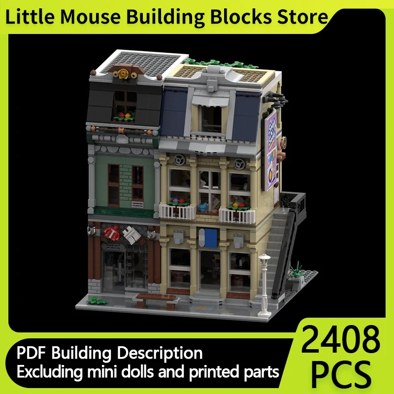 

City Street View Model MOC Building Bricks Retro Electro Store Modular Technology Gifts Holiday Assemble Children Toys Suit