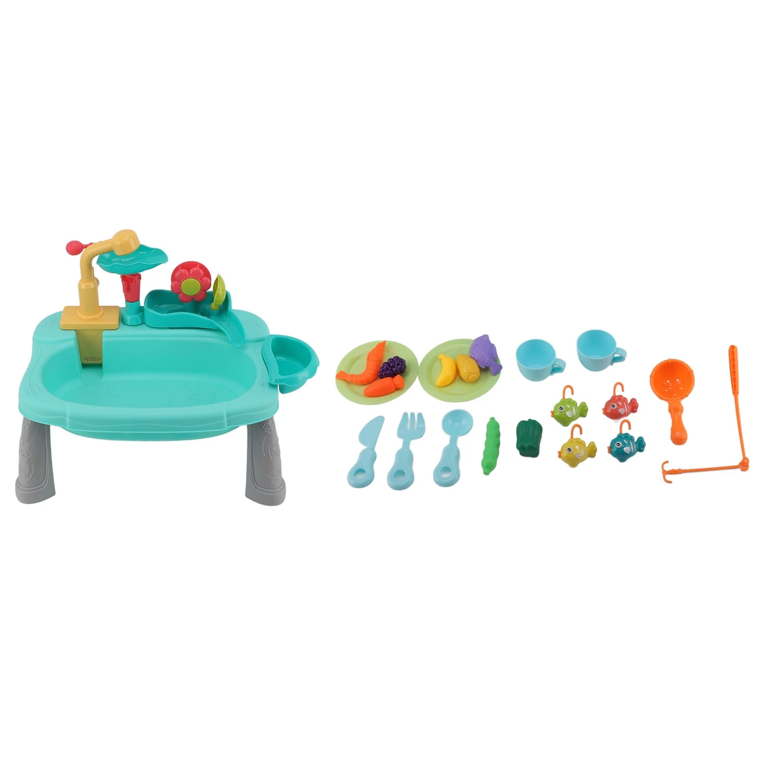 Electronic Dishwasher Toys Swivel Tap Automatic Water Circulation Educational Kitchen Sink Play Toys with Removable Table Legs
