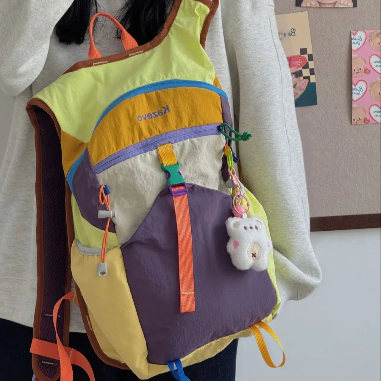 다채로운 도파민 야외 스포츠 가방 여성용 대용량 경량 캐주얼 여행 학교 가방