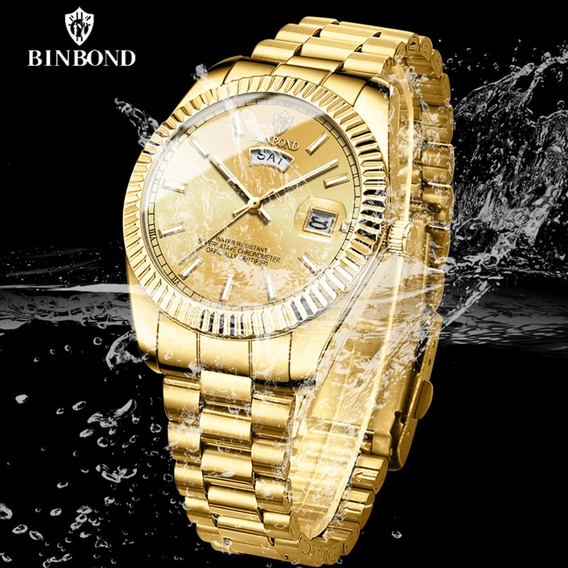 Binbond Top Brand Fashion Sports Men\'s Watches New Business Waterproof Wristwatch Stainless Steel Men Watch Relogio Masculino