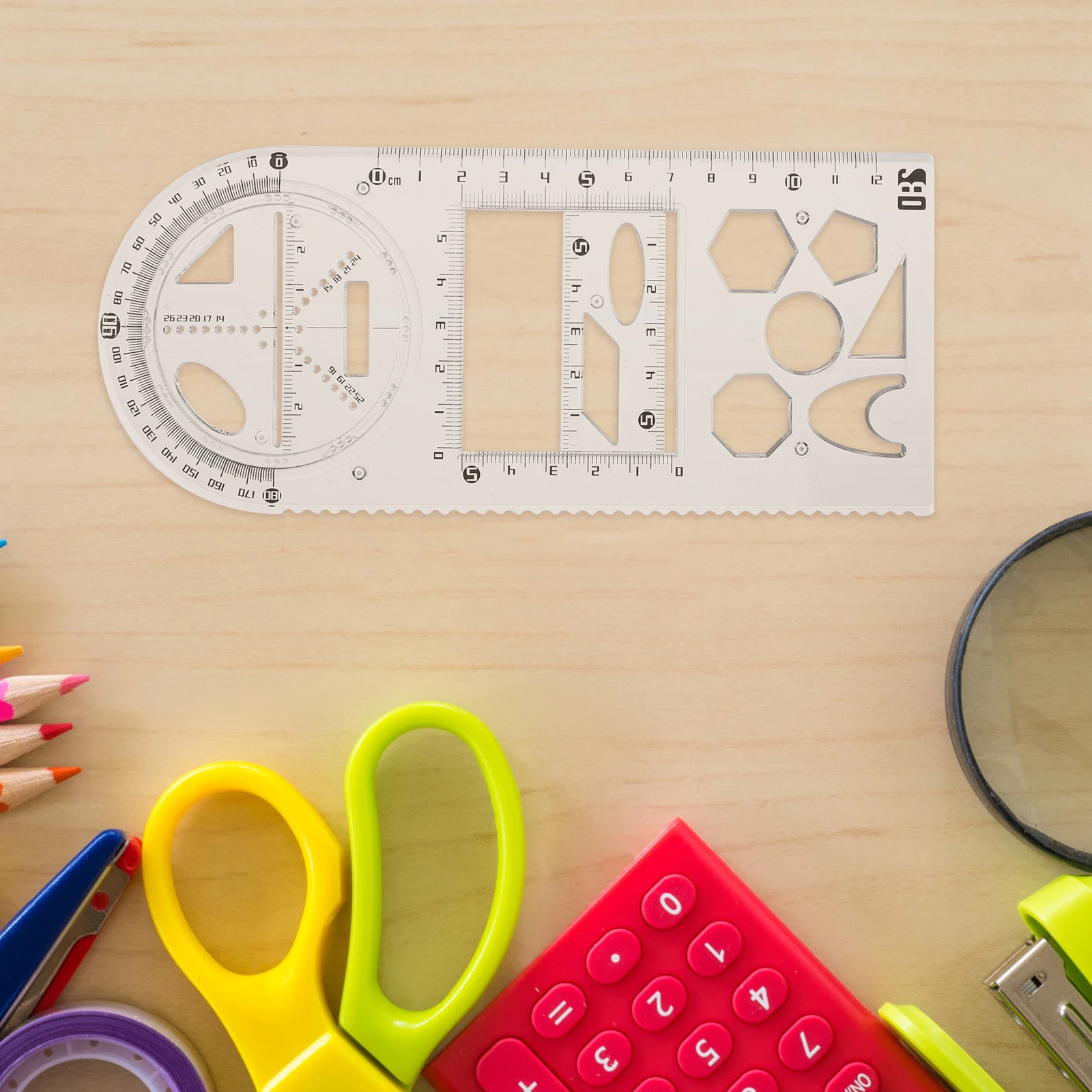 Drawing Template Plastic Ruler Multi-Functional Student Drafting Stencil for Architecture Engineering Office School Supply