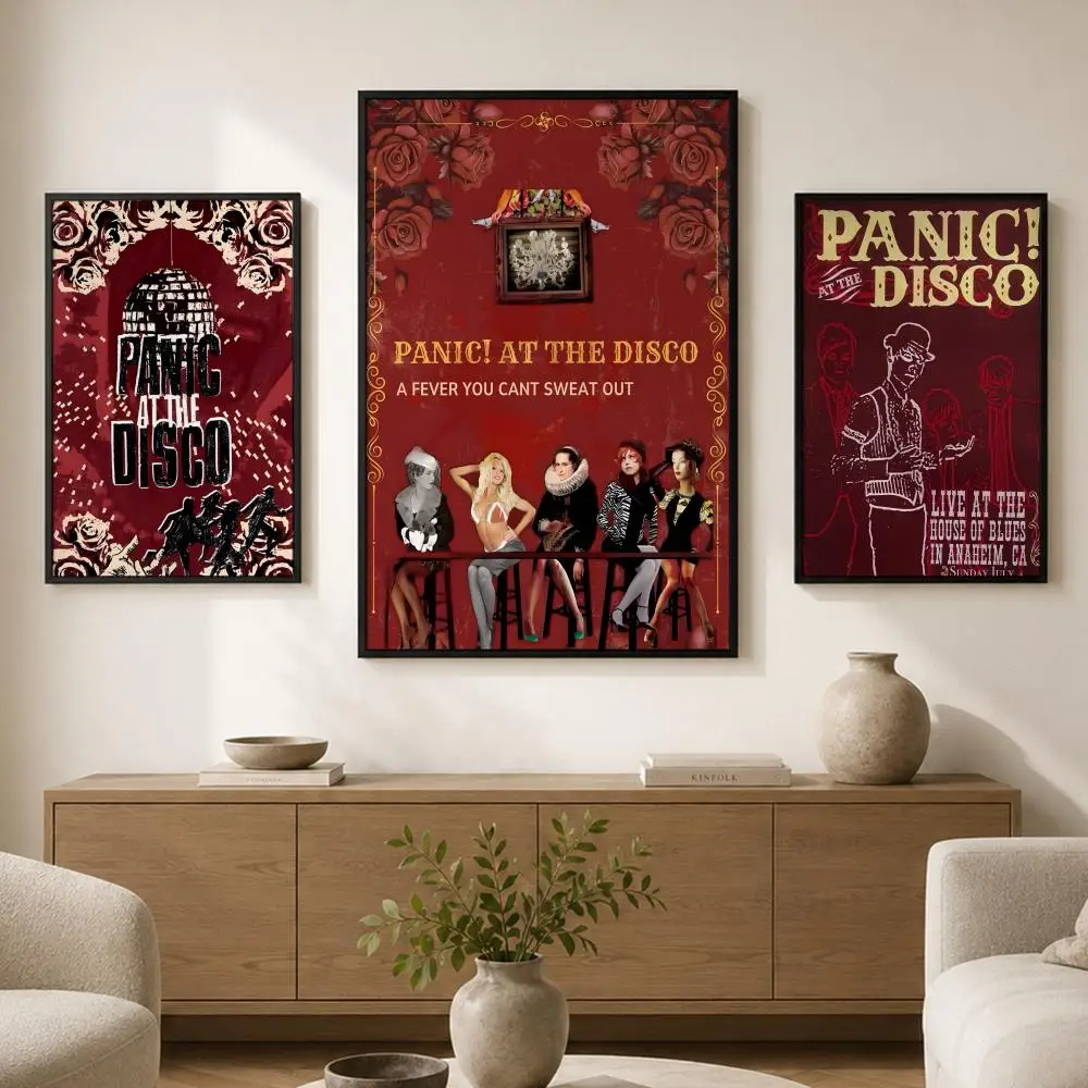 Band P-Panic! at the Disco Poster Waterproof PVC Wall Poster, Peel-and-Stick HD Art for Living Room, Bedroom and Shop