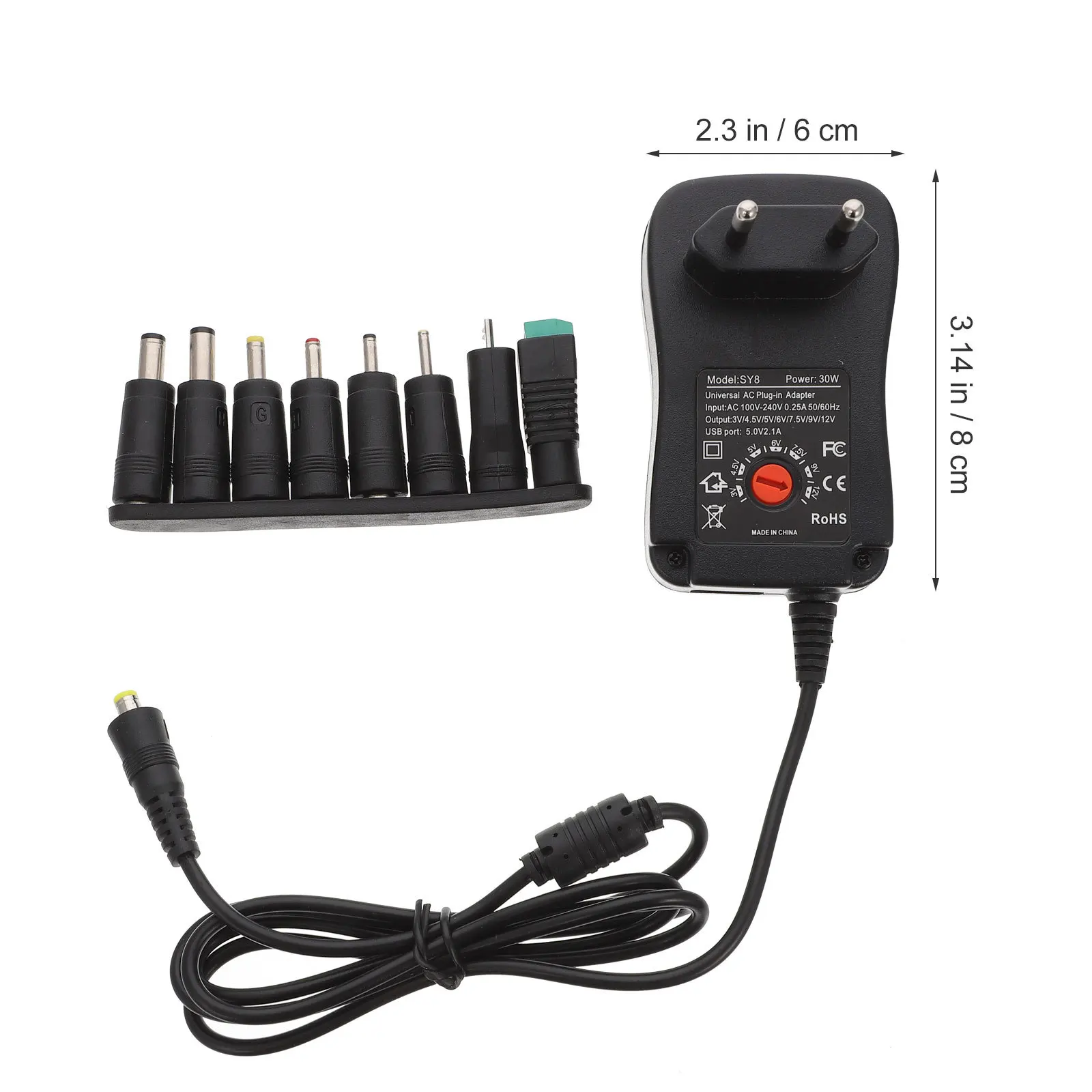 1Set Alimentatore switching regolato multi-tensione Adattatore CC Spina europea per smartphone Tablet Router Altoparlanti Strisce LED Casa