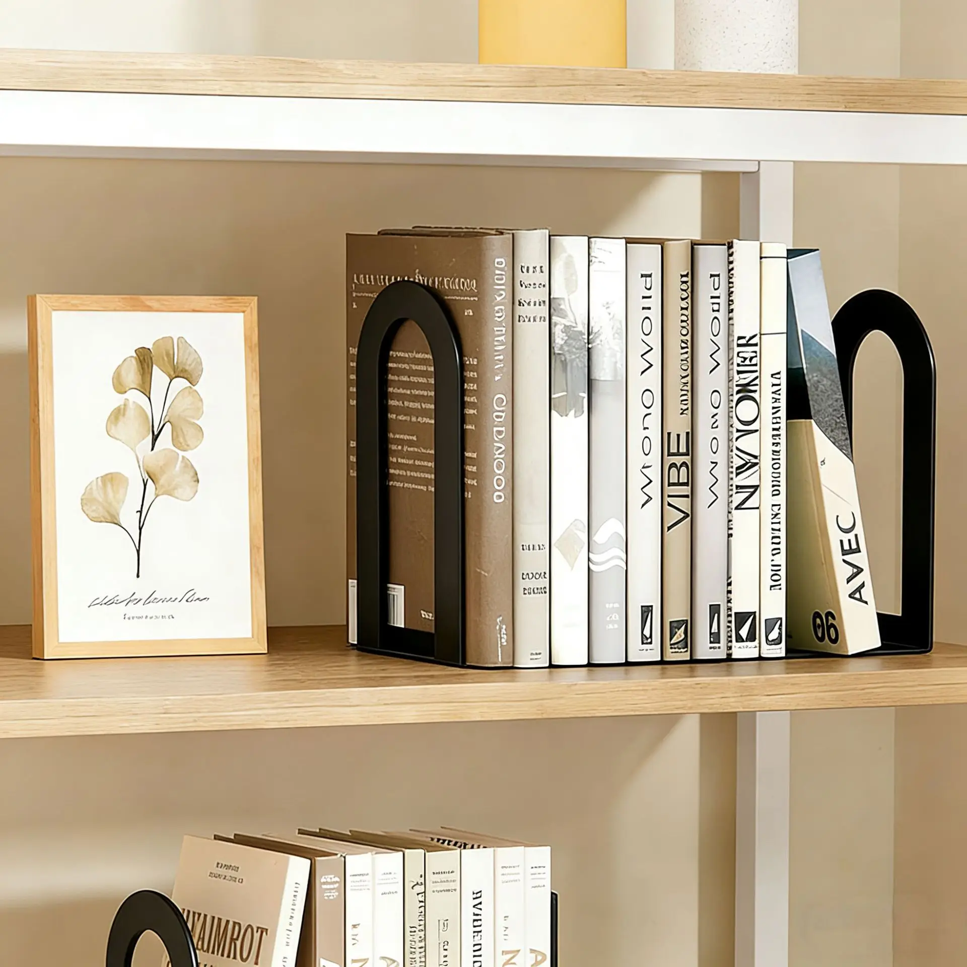 INS L-Shape Metal Bookends Non Slip Desk Book Holder Heavy Duty Iron Book Stand Simple Desktop Book Support Rack Organizer