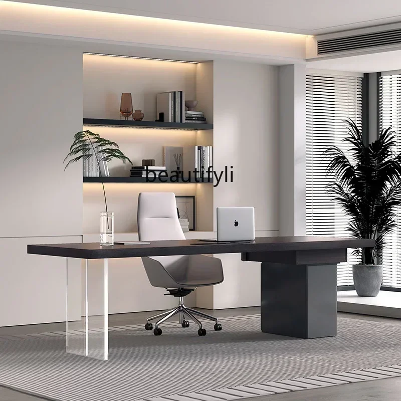 ss7486 SSLight luxury modern living room large long desk workbench intelligent embedded socket hidden wire deskNew Light Luxury