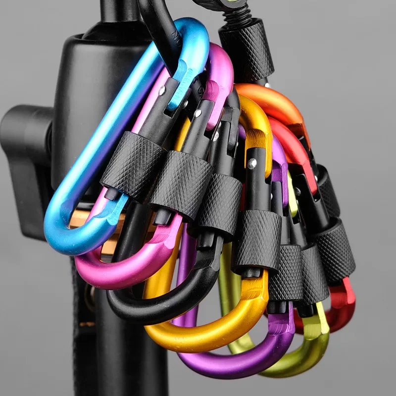 Outdoor Essentials - 8Pcs Hanging Aluminum Carabiner D-Ring Keychain Clip Camping Snap Hook Kit view 3