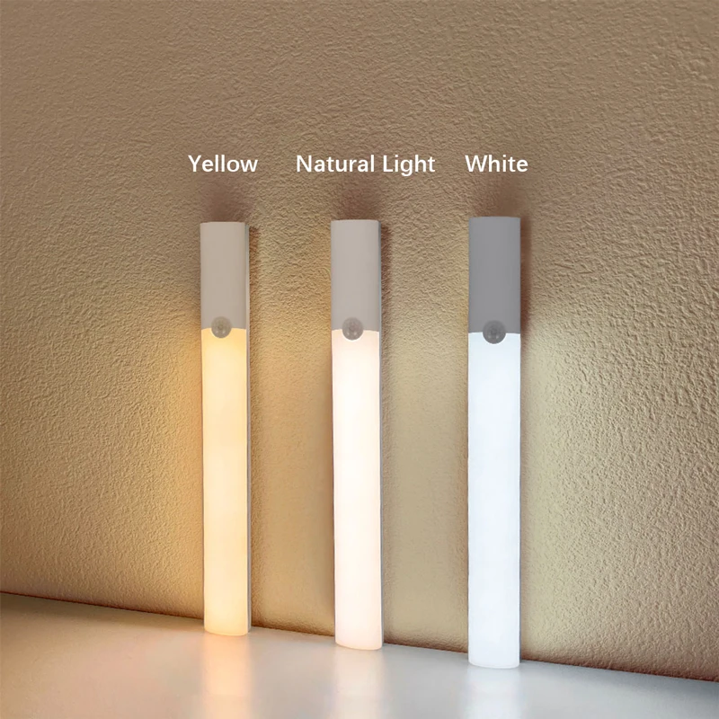 

Bright Closet Lights,3 Colors Dimmable Motion Sensor Night Light,Rechargeable Wall Lamp, Battery-Operated for Kitchen Cabinet