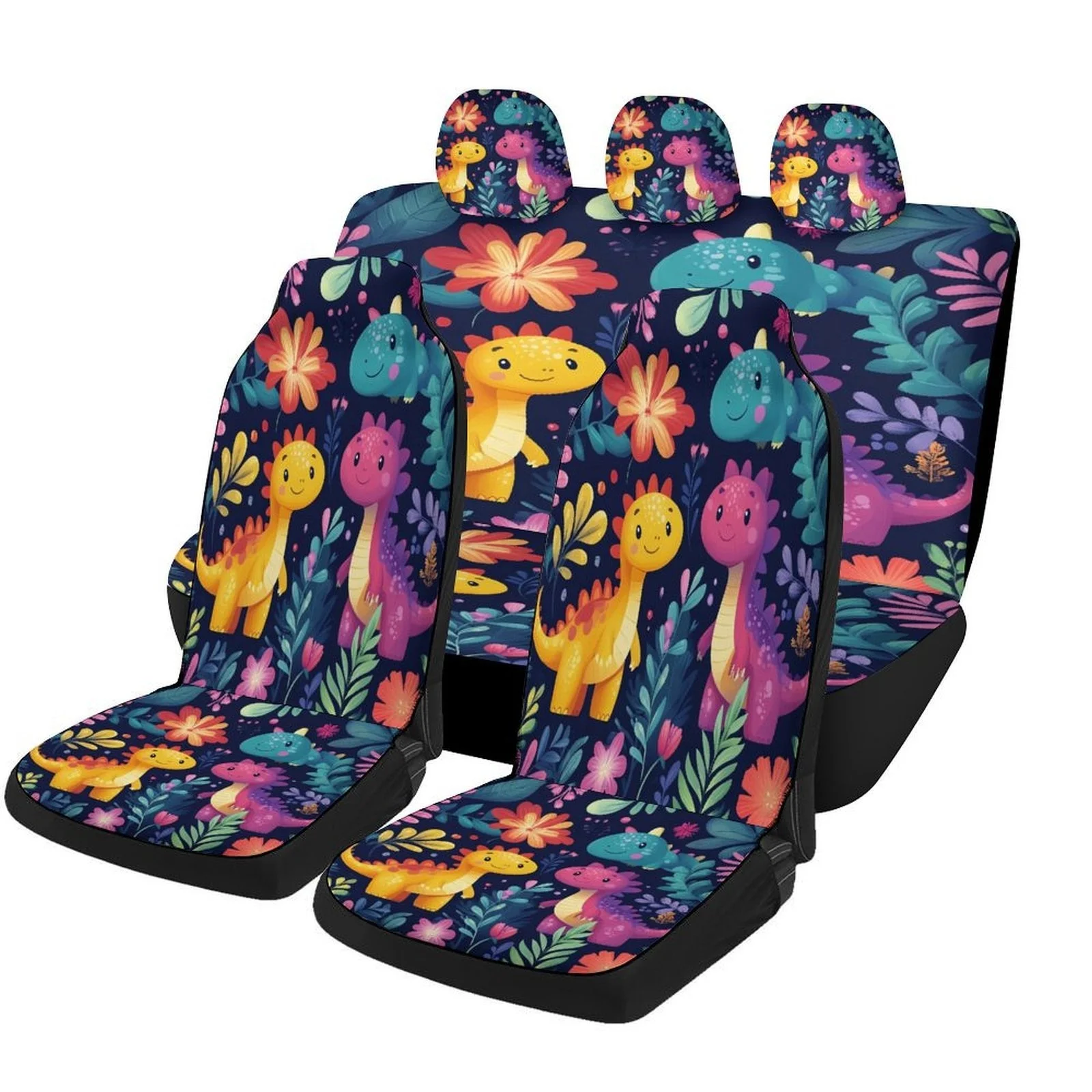 Vibrant Dragon Garden Design Car Seat Cover Set Suitable For Most Vehicles, Stylish Premium Car Seat Protectors Complete Set, Un