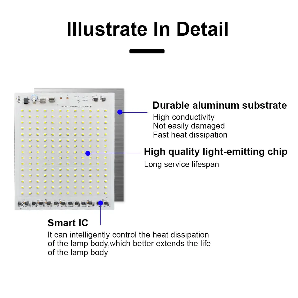 COB LED lamp Bead Chip AC 220V LED Bulb 10W 20W 30W 50W 100W 150 High Power Smart IC DIY Flood light Bulb Spotlight Outdoor Chip