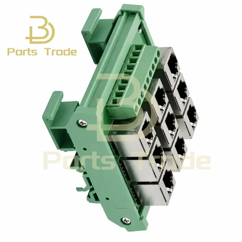 1 to 9 Port RJ45 to Terminals Breakout PCB Board Ethernet LAN Interface Terminal Module Adapter Switch Din Rail Mounting