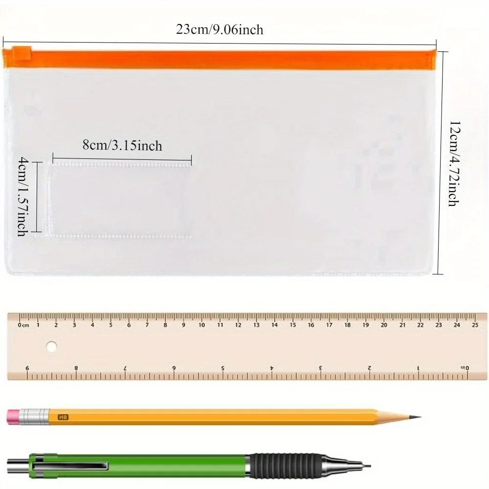 12/24/36pcs A6 Poly Zip Envelopes 22.86x11.94cm - Reusable Plastic Pouch for Office, School, Travel,  Pencil Case