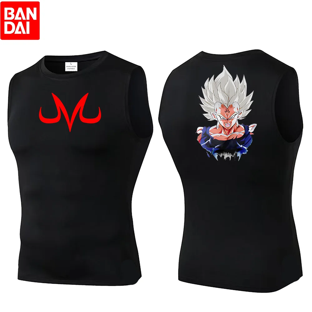 قمصان Dragon Ball للرجال للياقة البدنية وكمال الأجسام، ملابس رياضية للصالة الرياضية، سترات عضلية قابلة للتنفس، قمصان صيفية بدون أكمام باللون الأسود #2