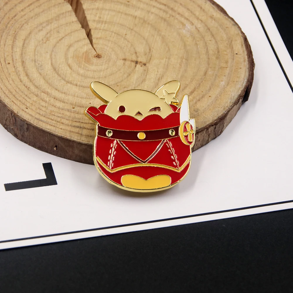 Anime Genshin Impact Cute Enamel Pins Tartaglia Mask Abyss Mage Keqing Klee Bomb Dango Metal Badge Brooch Cosplay Jewelry Gift