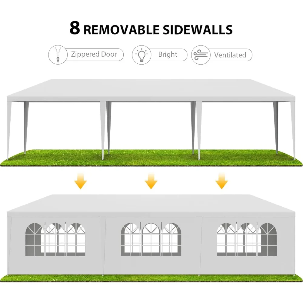 Customizable 10' x 30' Outdoor Waterproof Gazebo Canopy Tent with Removable Sidewalls and Windows Heavy Duty Tent for Party Wedd