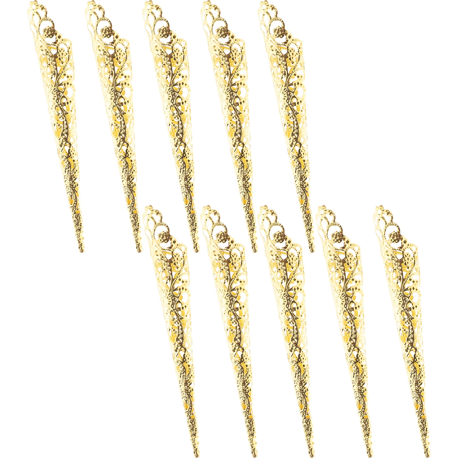 

10pcs Long Nail Fingers Vintage Rings Tips False Nails Women Party Costume Finger Protectors Breathable Iron