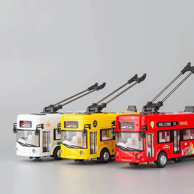 1:50 Kids Toys Alloy Bus Model London Single Decker Tram Bus Vehicles Car Toy With Light & Sound Collections