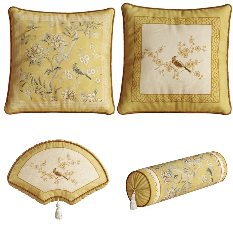 الصينية فلورا الطيور الوسائد الرجعية وسادة الكلاسيكية الفنية غرفة وسادة للديكور غطاء ل أريكة كرسي الفراش ديكورات المنزل #5