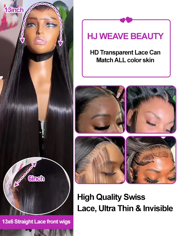 300 Density 13x6 HD Bone Straight Lace Front Wigs Human Hair Brazilian 40 46Inch 13x4 360 Lace Frontal Human Hair Wigs For Women image 2