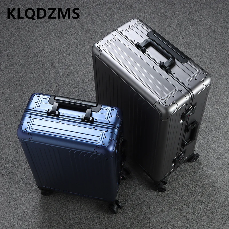 KLQDZMS Suitcase 20''24''28 Inches High Quality All Aluminum Magnesium Alloy Trolley Case Business Boarding Box Men's Luggage