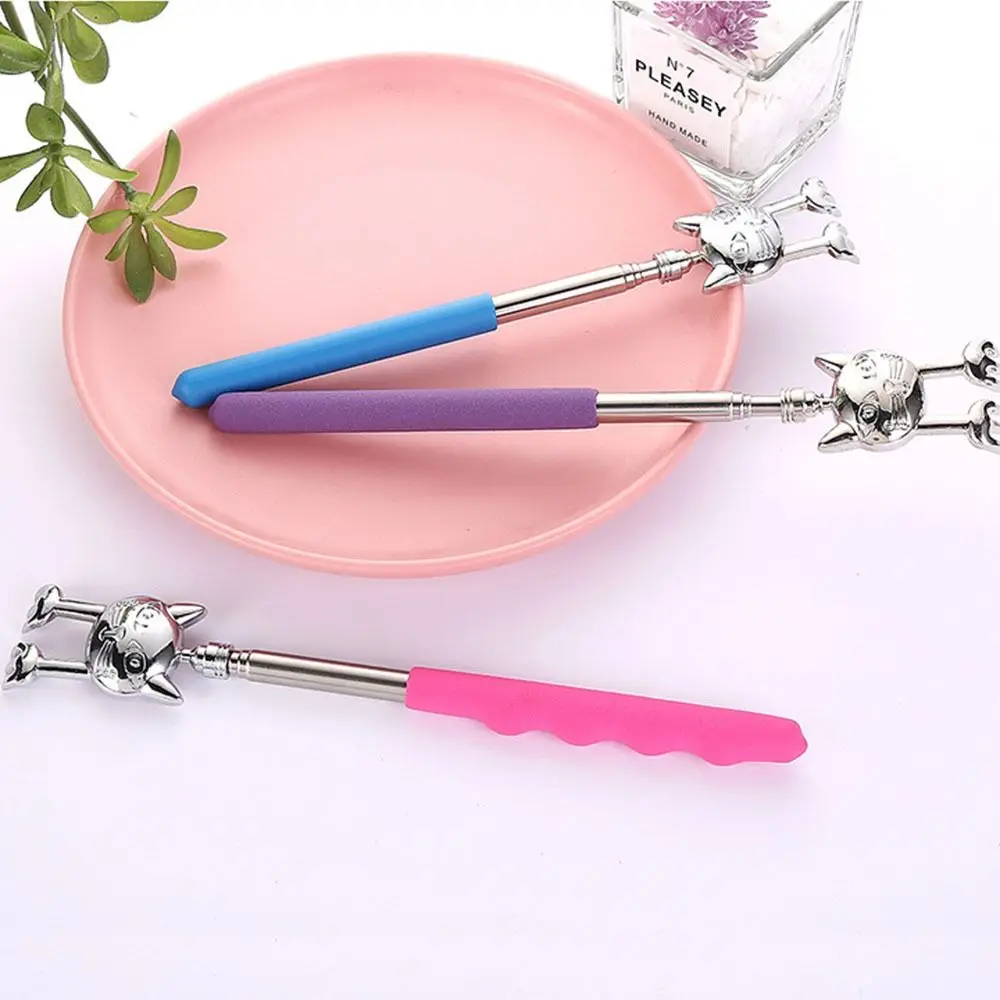 Aço inoxidável Tickle Back Scratcher, Forma do gato, Aliviar a coceira, Massageador retrátil, Massageador de relaxamento bonito