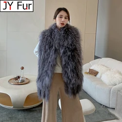 Fox Fur Scarf Luxury Big Fox Skin Scarf Natural Fox Fur Stole Genuine Fox Fur Shawl Pocket Fashion Evening Dress