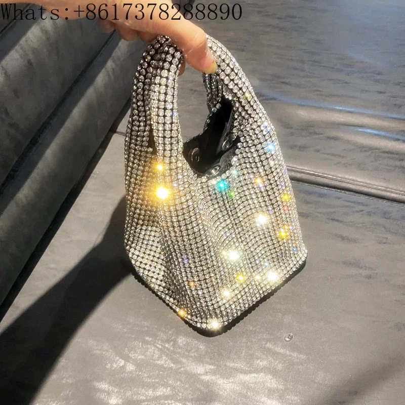 Handle Rhinestones Evening clutch Bag Purses and handbag luxury Designer hobo shoulder bag Shiny Crystal Clutch purse bucket bag