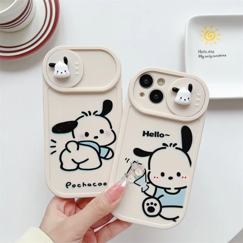 Pacha Dog Cute Cartoon For iPhone 16 15 14 13 12 11 Pro Max iPhone7 8 Plus X XS Max  XR Eye Ladder Cover Phone Case