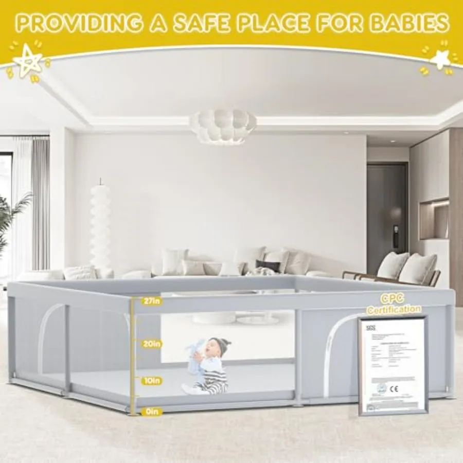 Box per bambini extra large 79×79 per neonati e bambini piccoli Ideale cortile da gioco per interni ed esterni con robusta struttura di sicurezza morbida e traspirante