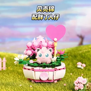 Anime Pokemon Building Block Figure toys, Pikachu, Charmander, Squirtle, Cartoon Model, Home Decoration, Plant, Vase Brick Toy 10 Main Sales Flower Lego - №8