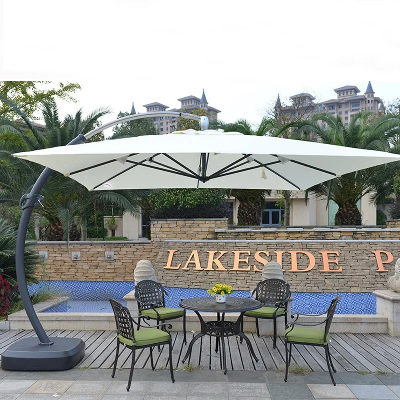 Outdoor umbrella Courtyard umbrella Shade outdoor beach garden Leisure family villa Large curved pole umbrella Double