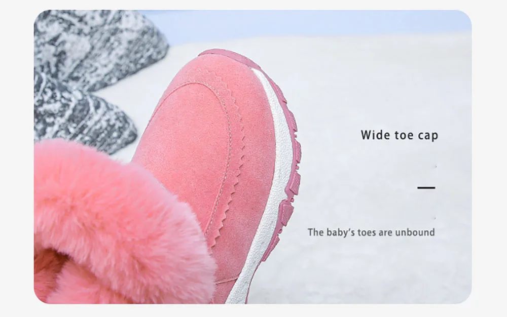 Faux Fur Winter Boots For Girls Waterproof Windproof Teenager Girl's Snow Boots Thick Warm Cotton Shoes Warm Plush Boots