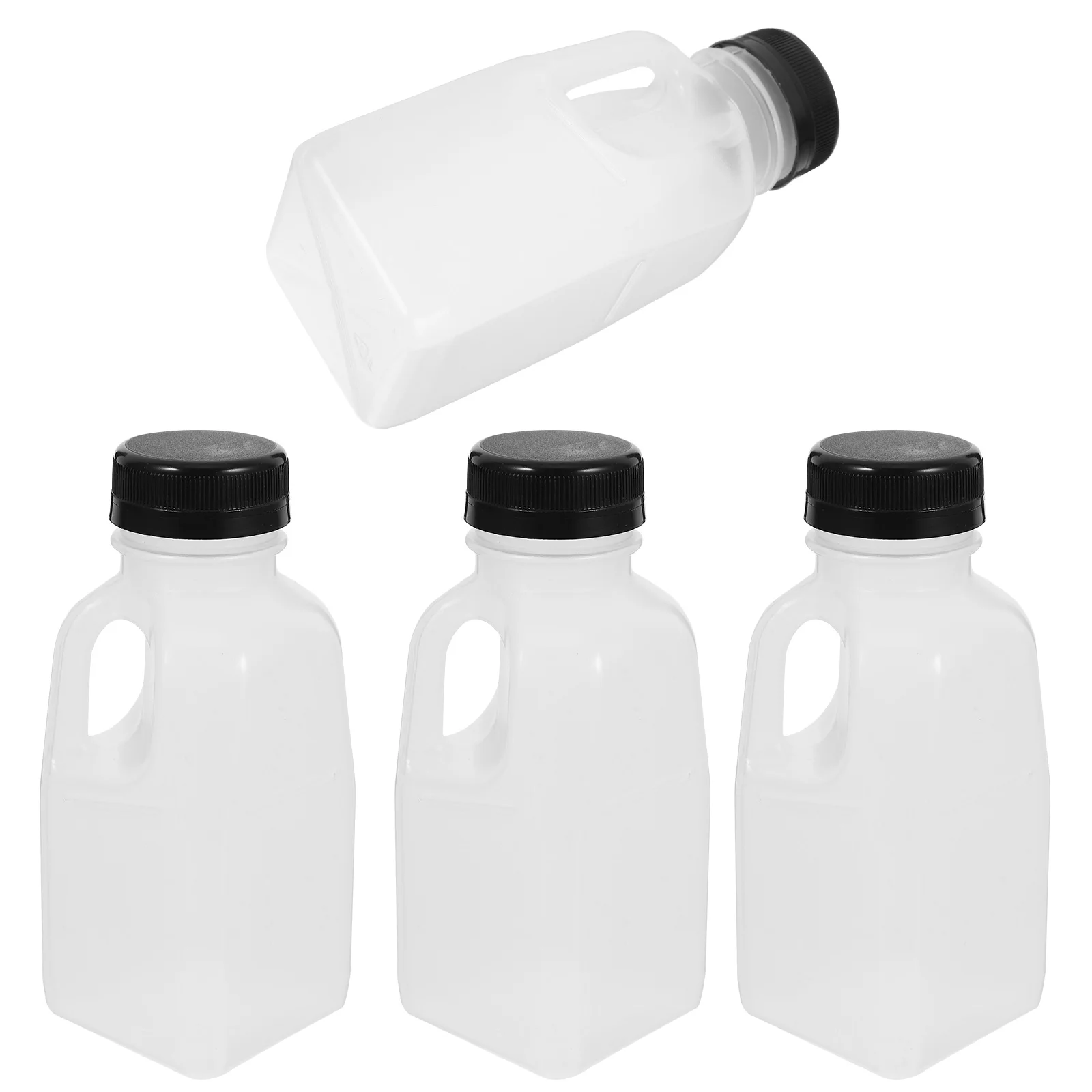 

4pcs Sealed Bottle Empty Drinks Clear Plastic PP Lidded Packing Bottles Caps Beverage Container Yogurt Milk Portable Leak Proof