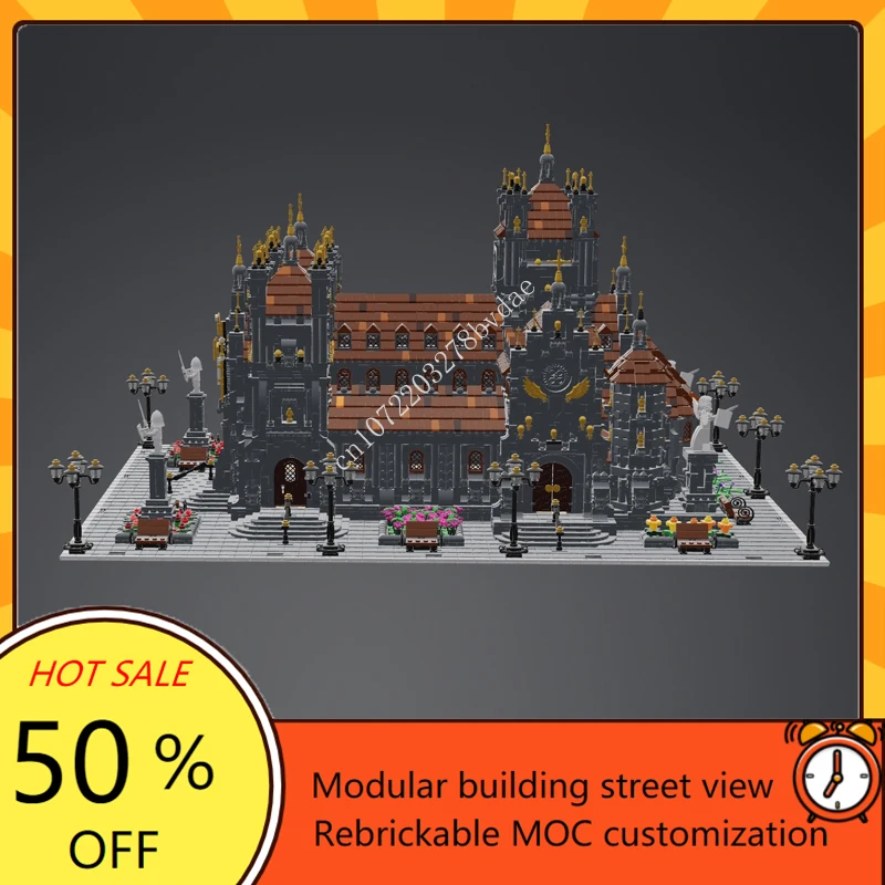 11000+PCS Medieval Cathedral Historic Church Modular MOC Creative street view Model Building Blocks DIY Assembly Model Toy Gifts