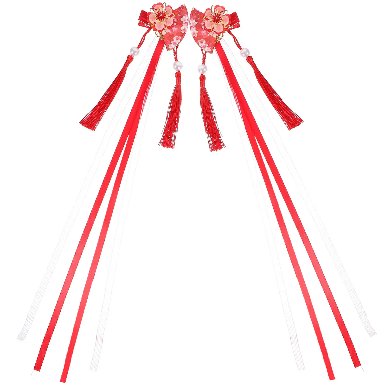 

2 шт. цветные заколки для волос в японском стиле с милыми цветочными украшениями, для очень длинных волос