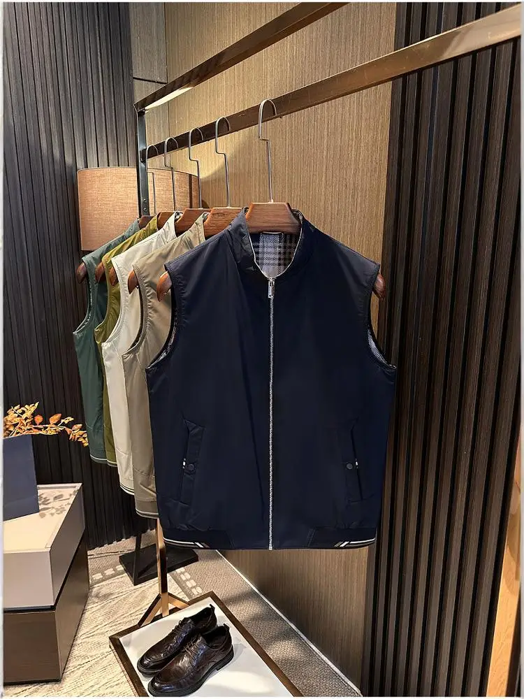 

Versatile Casual Thiened Men's Pure Color Vest High-End Faion Urban Sle Autumn Winter New Arrival Zipper Closure
