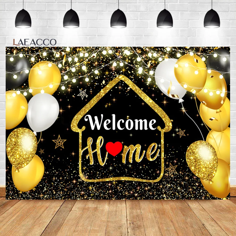 

Laeacco Welcome Back Backdrop Black Gold Homecoming Welcome Party Decor We Missed You So Much Portrait Photography Background