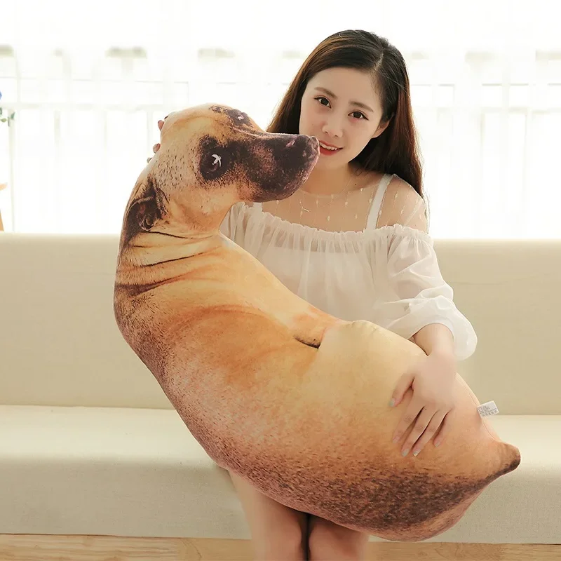 2024 20/50cm 3D Lifelike Animal Cute Bend Dog Printed Throw Pillow Funny Dog Head Cosplay Favorite Toy Cushion for Home