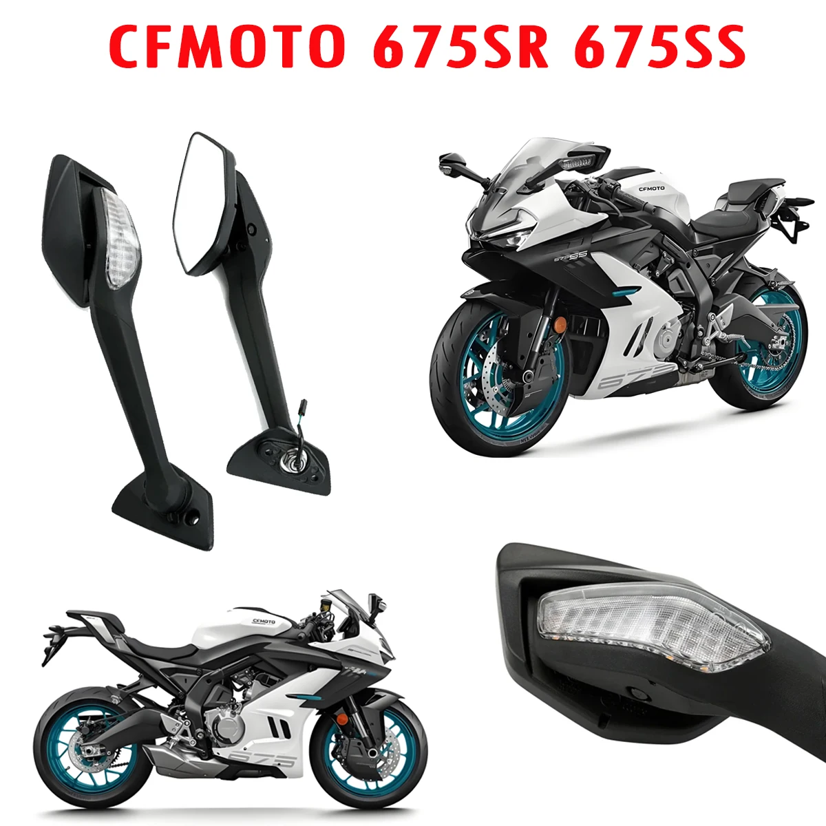 

For CFMOTO 675SR 675SRR 675 CF650-10 motorcycle refit rearview mirror mirror reversing mirror Left and Right Mirror parts